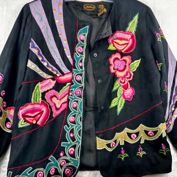Allure Multi color Embroidered Embellished Jacket women’s size M Party - Picture 5 of 14
